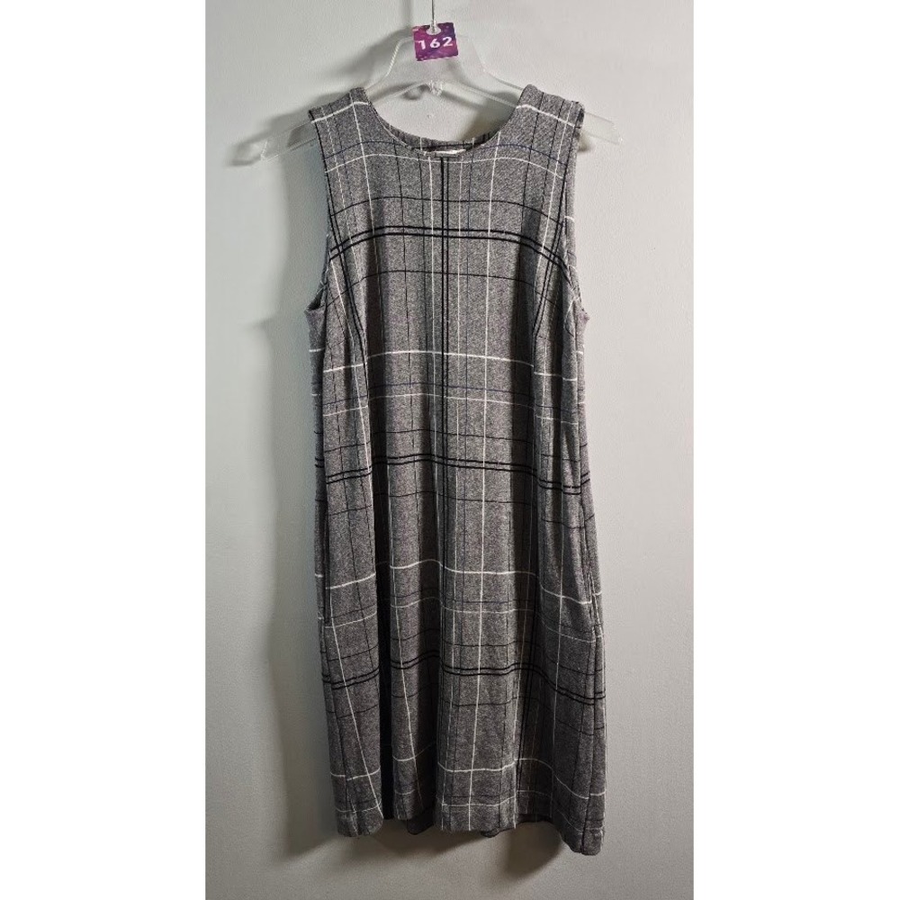 J. Jill Womens Dress Gray Plaid Ponte Sleeveless Pockets Shift Academia Size S